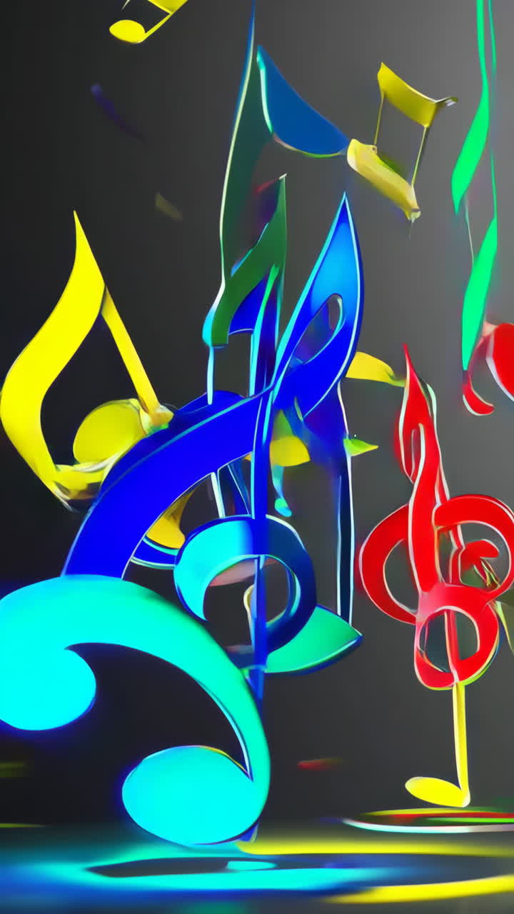 Colorful Treble Clefs and Musical Notes