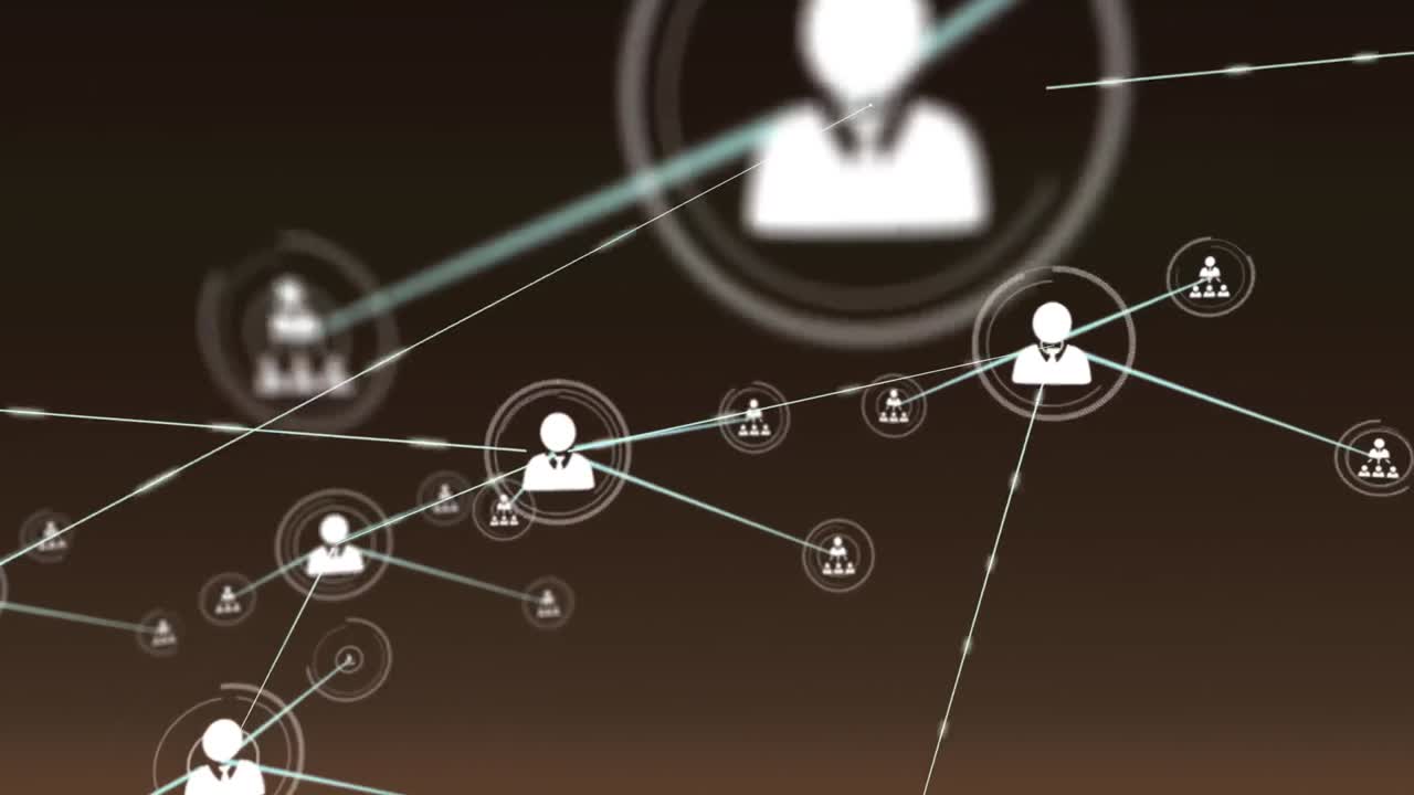 animación de la red de conexiones con las personas iconos sobre fondo gris