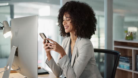 business phone, happy woman
