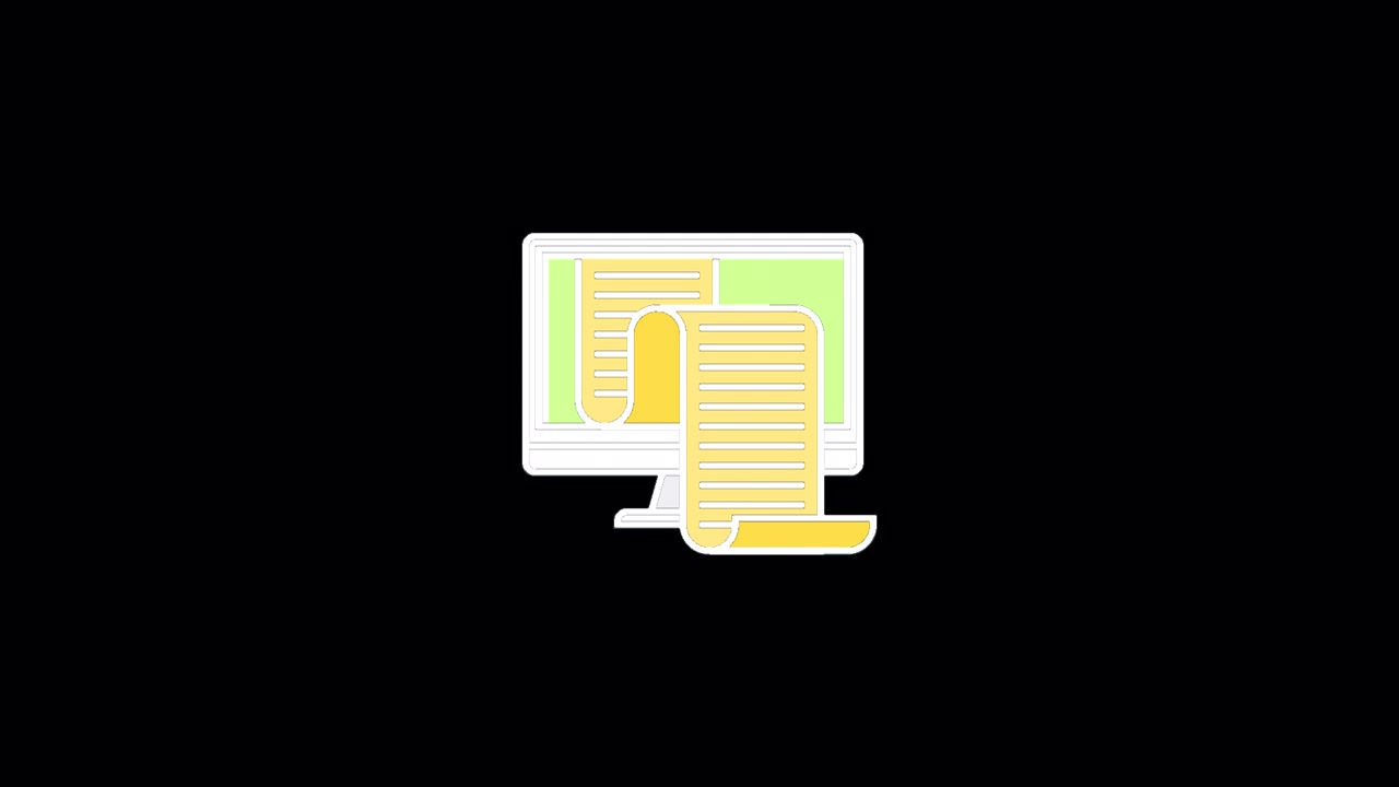 Schermo di computer animato che mostra un documento a scorrimento
