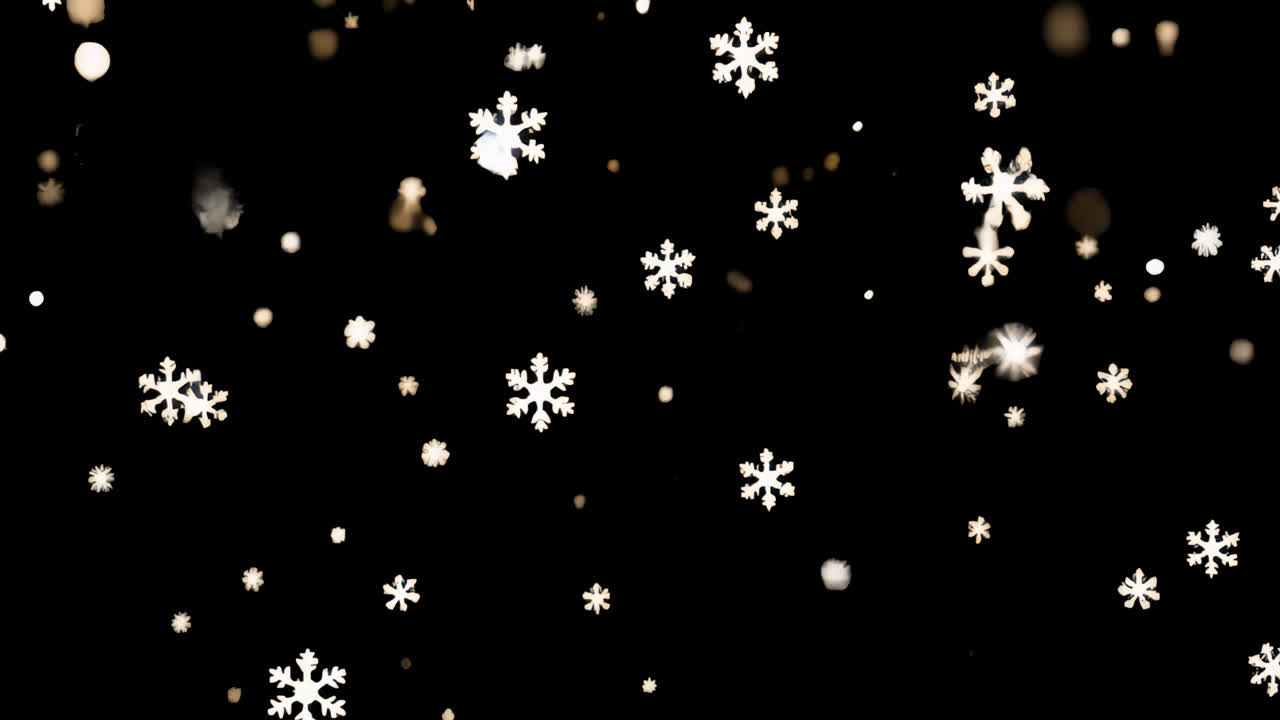 Snowflakes falling animated overlay, transparent 4K video, alpha channel, ProRes 4444