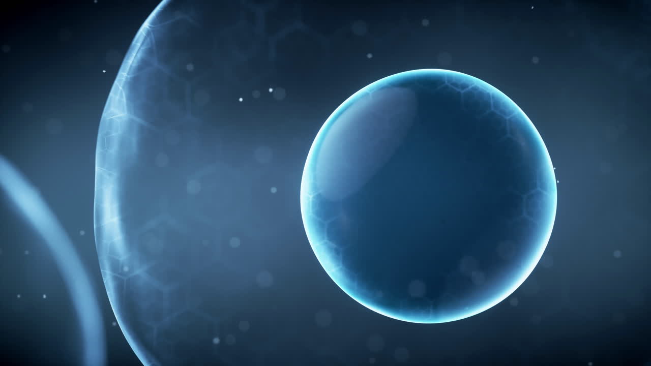célula biológica con película delgada, renderización en 3d.