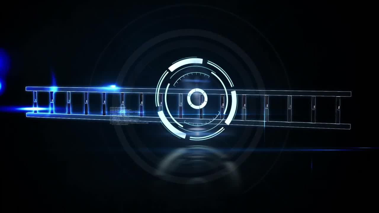 Animation of scope scanning and dna strand on black background