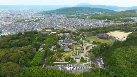 fushimi castle momoyama aerial landscape, kyoto landmark around cherry blossom sakura, japan spring landscape