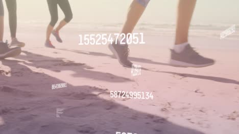animación de números decrecientes sobre un grupo de mujeres caucásicas corriendo
