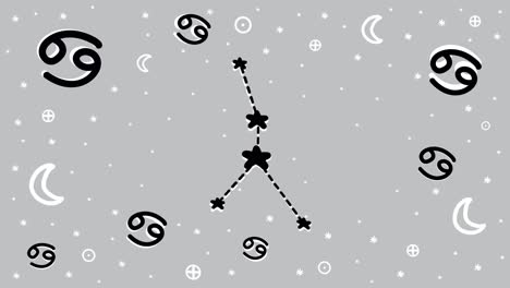 stop motion hand drawn animation of zodiac sign symbols and constellations