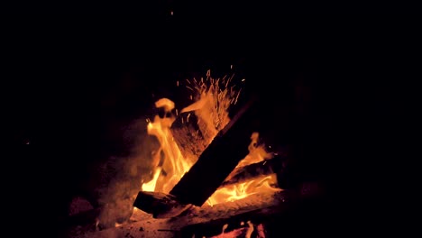 a campfire burns center frame