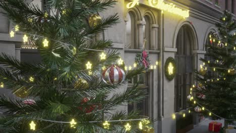 decoraciones de navidad en una calle de la ciudad