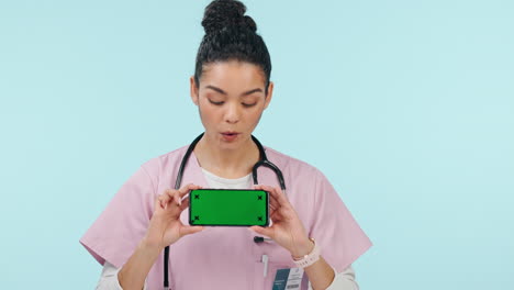 nurse, presentation and phone green screen