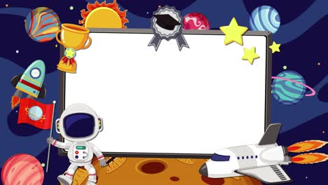 animated space-themed frames with playful elements