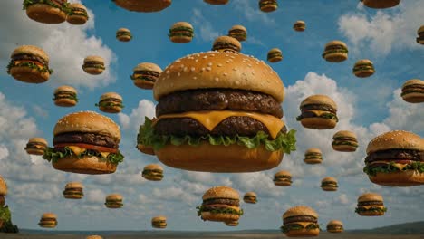 flying burgers in the sky