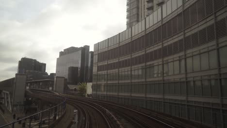 urban cityscape with train tracks
