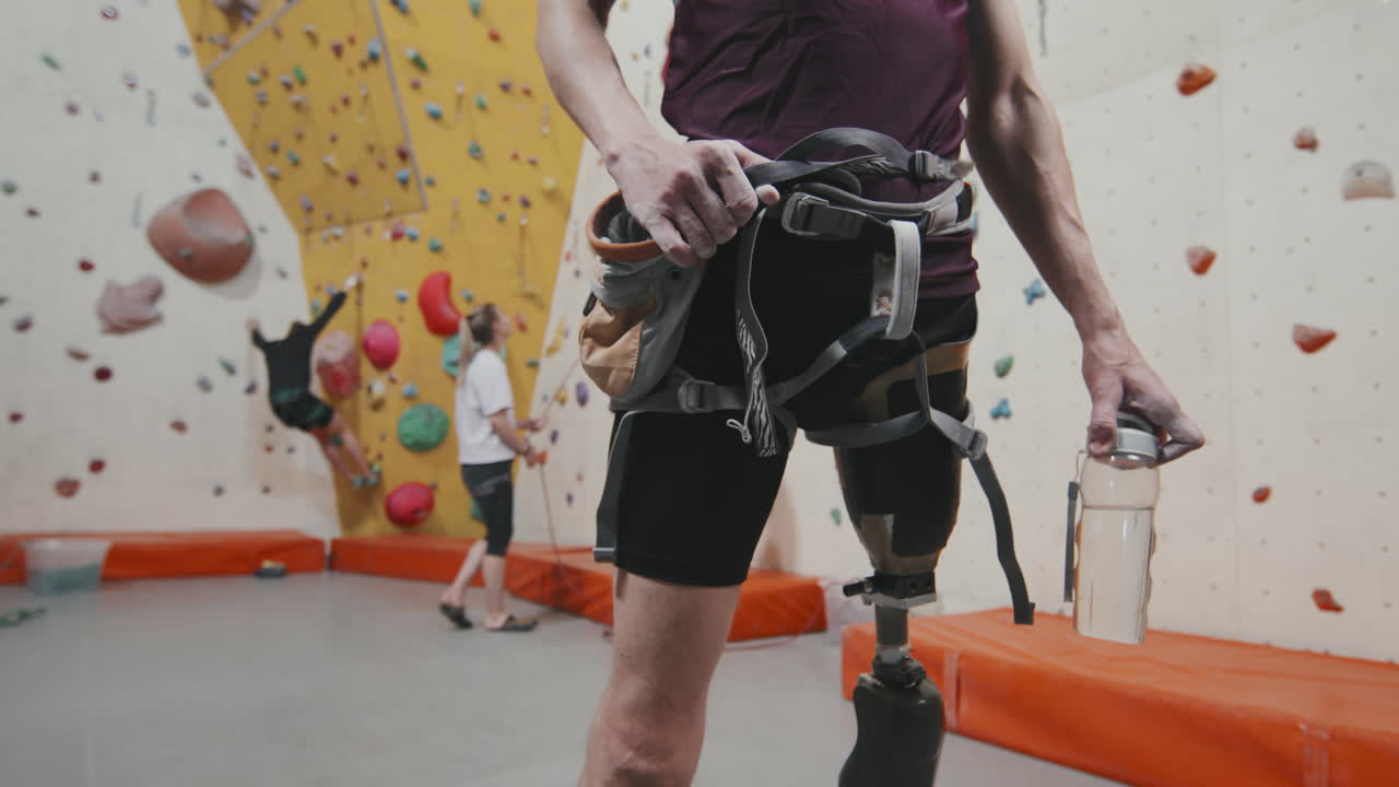 Midsection Of Sportsman With Prosthetic Leg