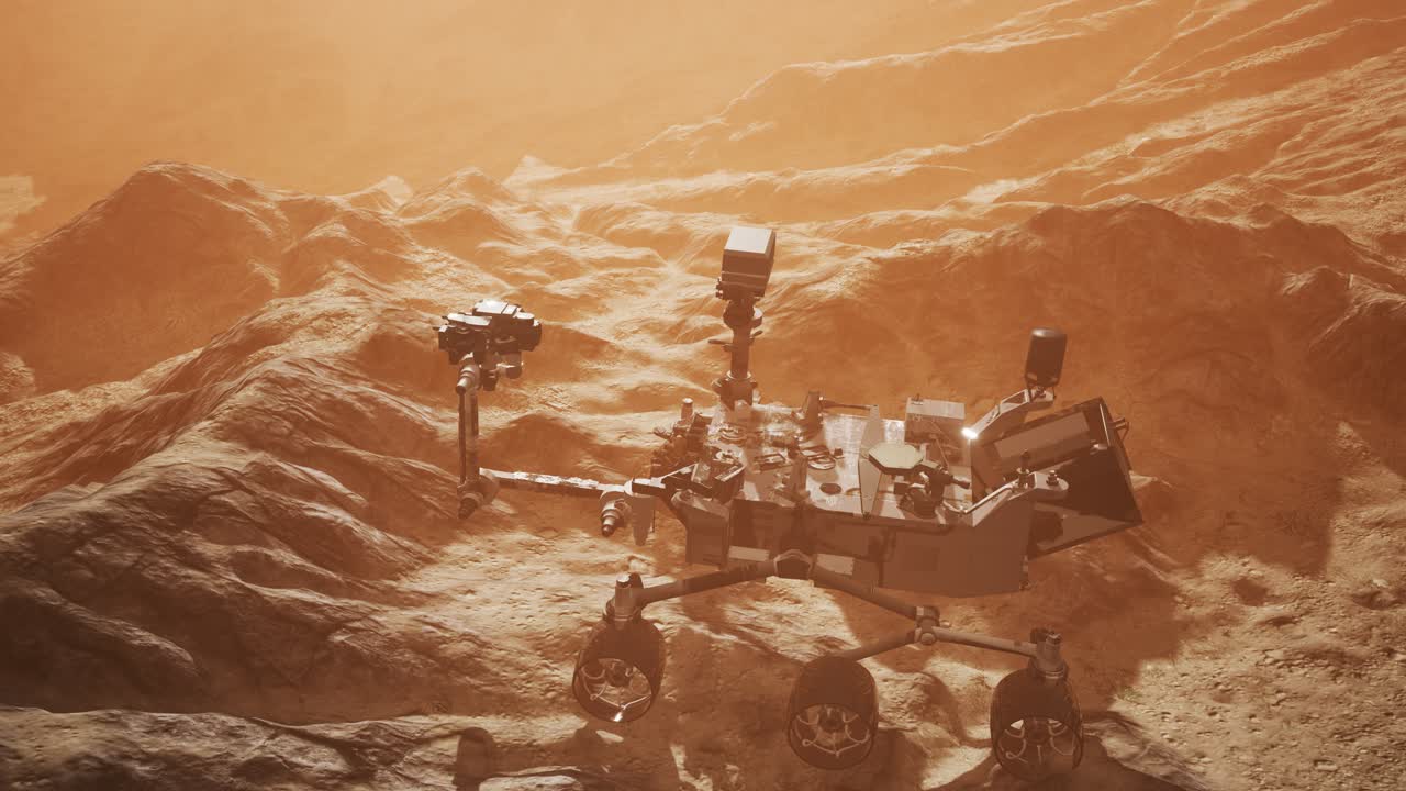 Curiosity Mars Rover exploring the surface of red planet
