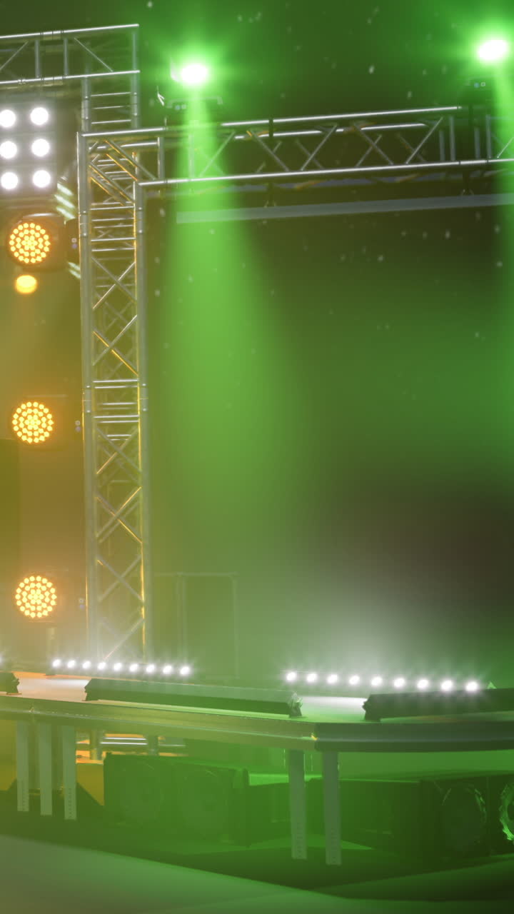 Stage setup in a venue for a live performance in the evening