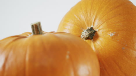 composición de calabazas naranjas de halloween contra un fondo blanco