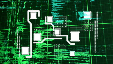 animation of connections and data processing over grid