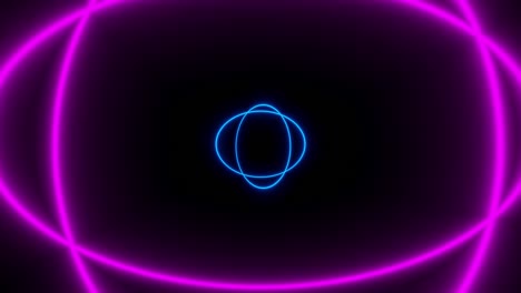 bright colored neon circles are in the space, abstract 3d render background, computer generated backdrop