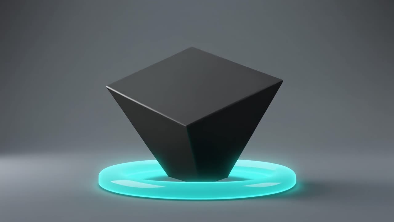 Moderne 3D-gengivelse af en roterende pyramide med glødende base