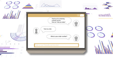 Animation-of-ai-text,-chat-bot-and-data-processing-over-computer-screen
