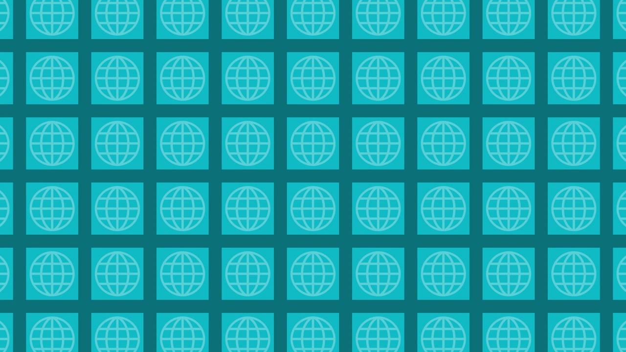 Teal Globe Pattern on Squares