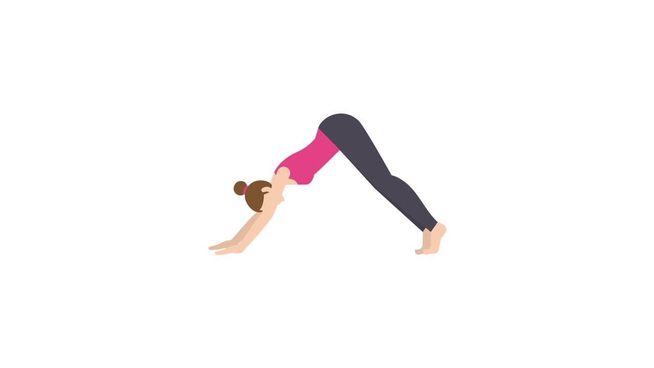 Illustrated Woman Performing Downward-Facing Dog Yoga Pose