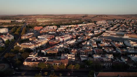 aerial-view-on-ancient-city-of-Cordoba-in-Spain-during-sunset,-capital-cities