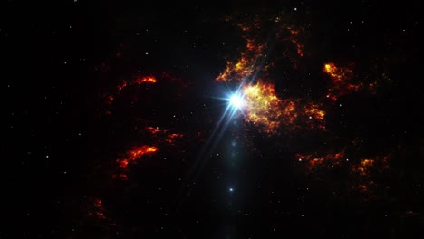 volando a través de estrellas y nebulosas