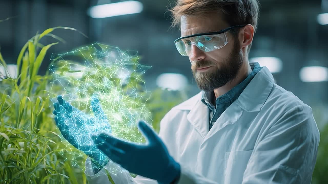 Scientist conducting innovative plant research in laboratory setting