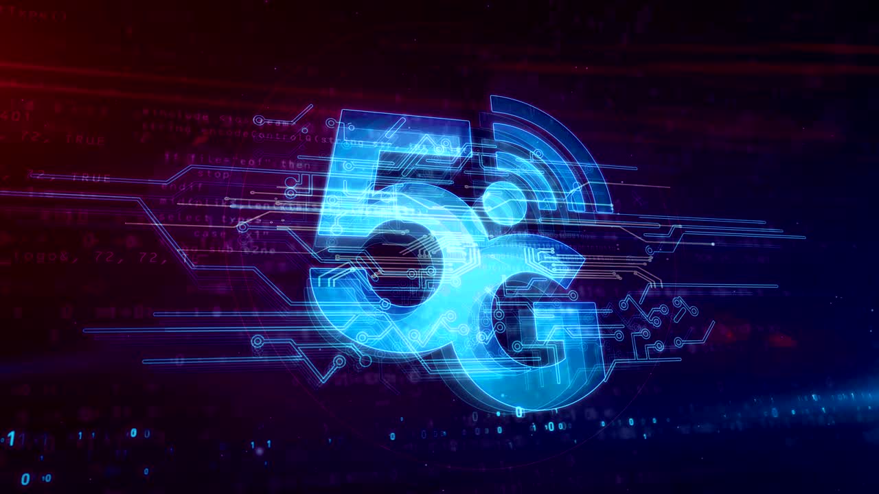 Simbolo di comunicazione mobile 5G astratto in loop