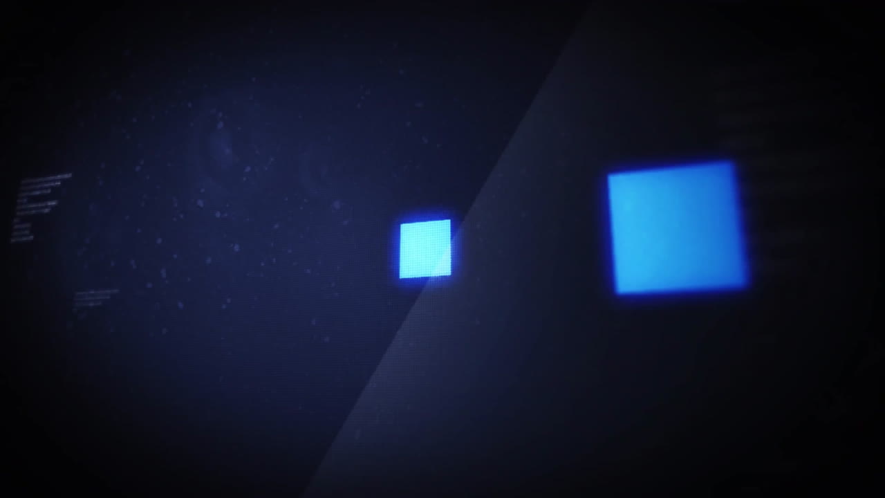 Blue squares moving in dark space animation