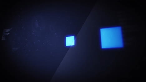 blue squares moving in dark space animation