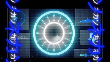 animation of scope scanning over chinese symbols