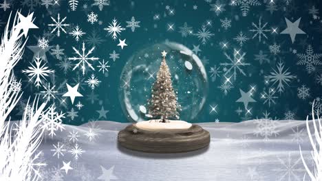 animación de nieve cayendo sobre el árbol de navidad