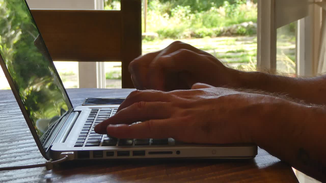 Working at home with laptop