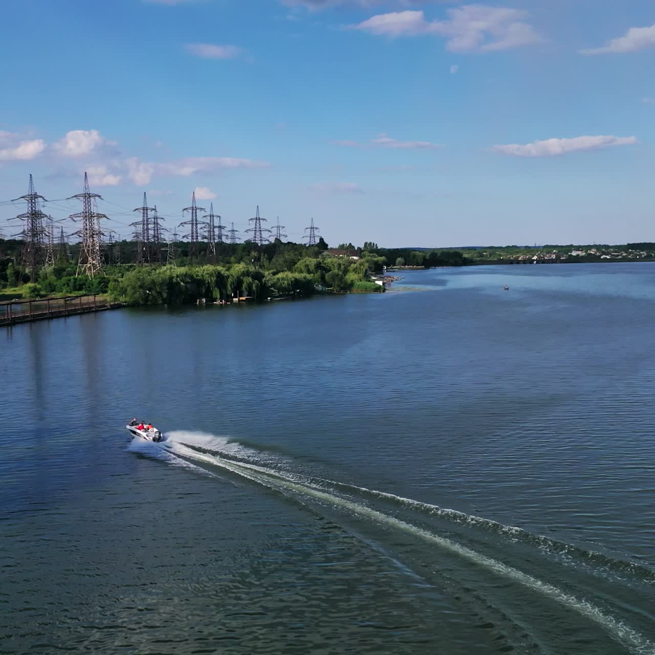 Driving speed boat on river