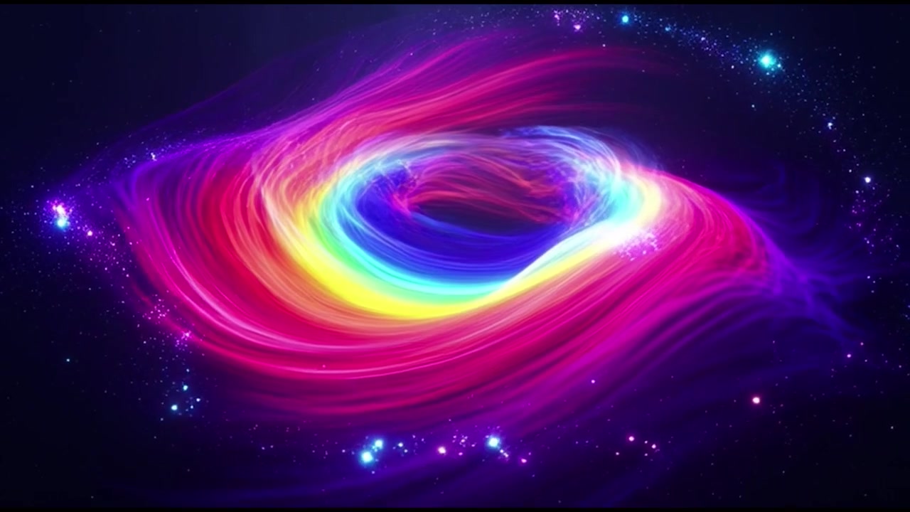 Nebulosa arcobaleno astratta vorticosa nello spazio profondo
