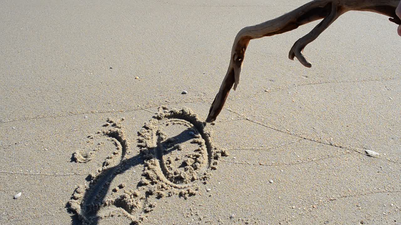 2017 als Inschrift im Sand, am Strand. Aufnahme am Strand.