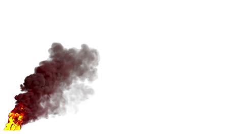 fire with black smoke isolated on white