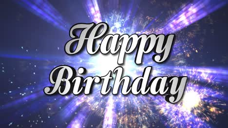 feliz cumpleaños texto de animación y fondo de baile de discoteca, zoom en rotación, con canal alfa, bucle
