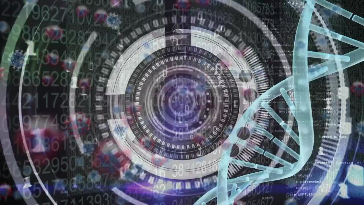 Animation of scope with data processing over dna strand