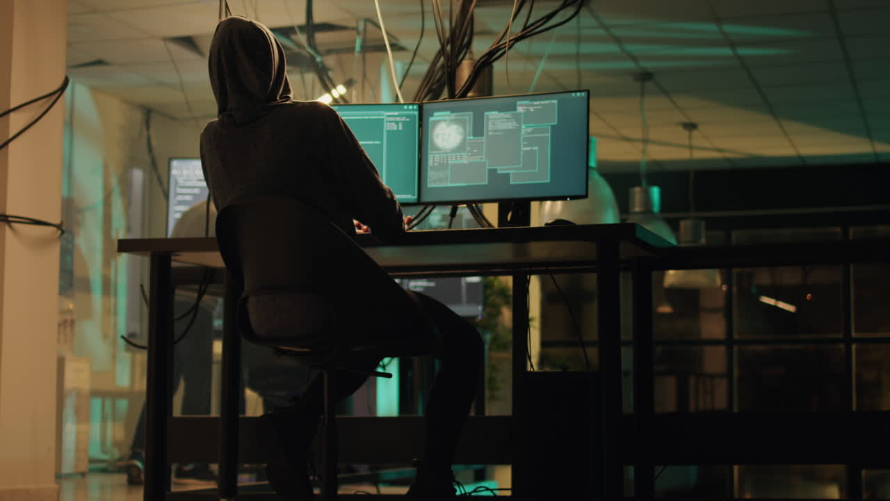 Hacker working on computer