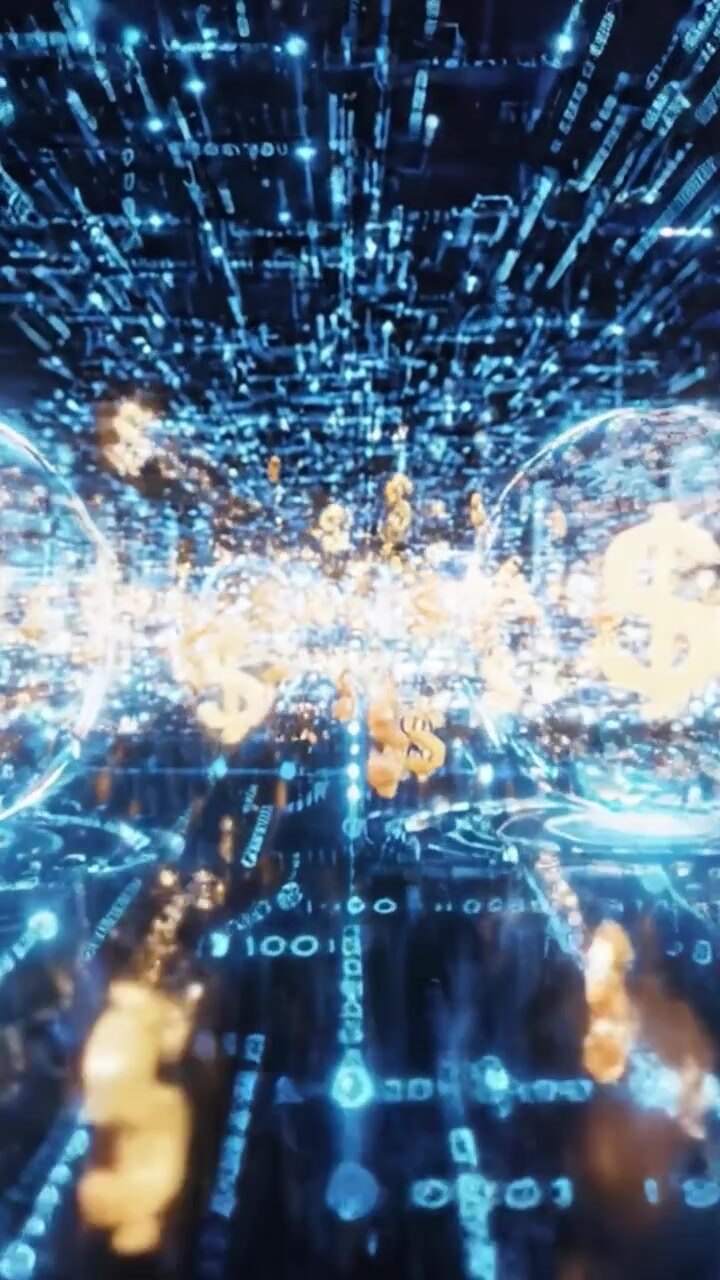 Utforsker valutaens digitale landskap: En visuell reise gjennom et blomstrende finansielt økosystem representert av symboler og datastrømmer