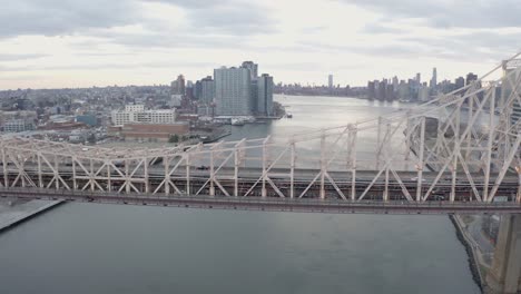 cinematic 4k aerial orbit of queensboro bridge nyc