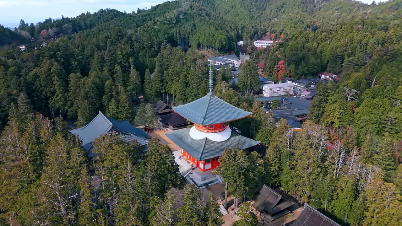 Breathtaking aerial footage of the Danjo Garan Sacred Temple Complex in Koyasan, Japan.