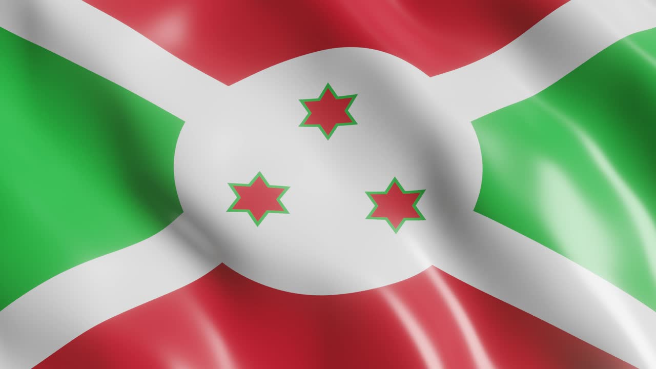 부룬디 국가 3d 렌더링: 바람의 배경에서 흔들리는 발, 4k 현실적인 원활한 루프 애니메이션 비디오 클립