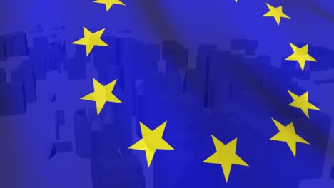 european flag and buildings