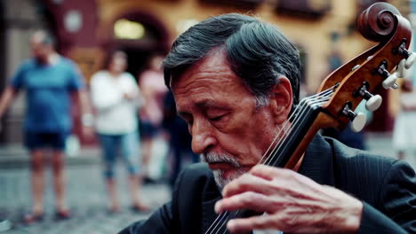 street musicians in a city plaza