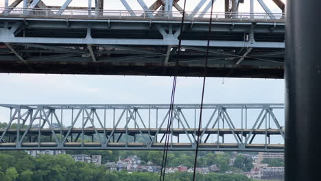 cincinnati southern bridge with brent spence bridge in cincinnati, ohio, united states