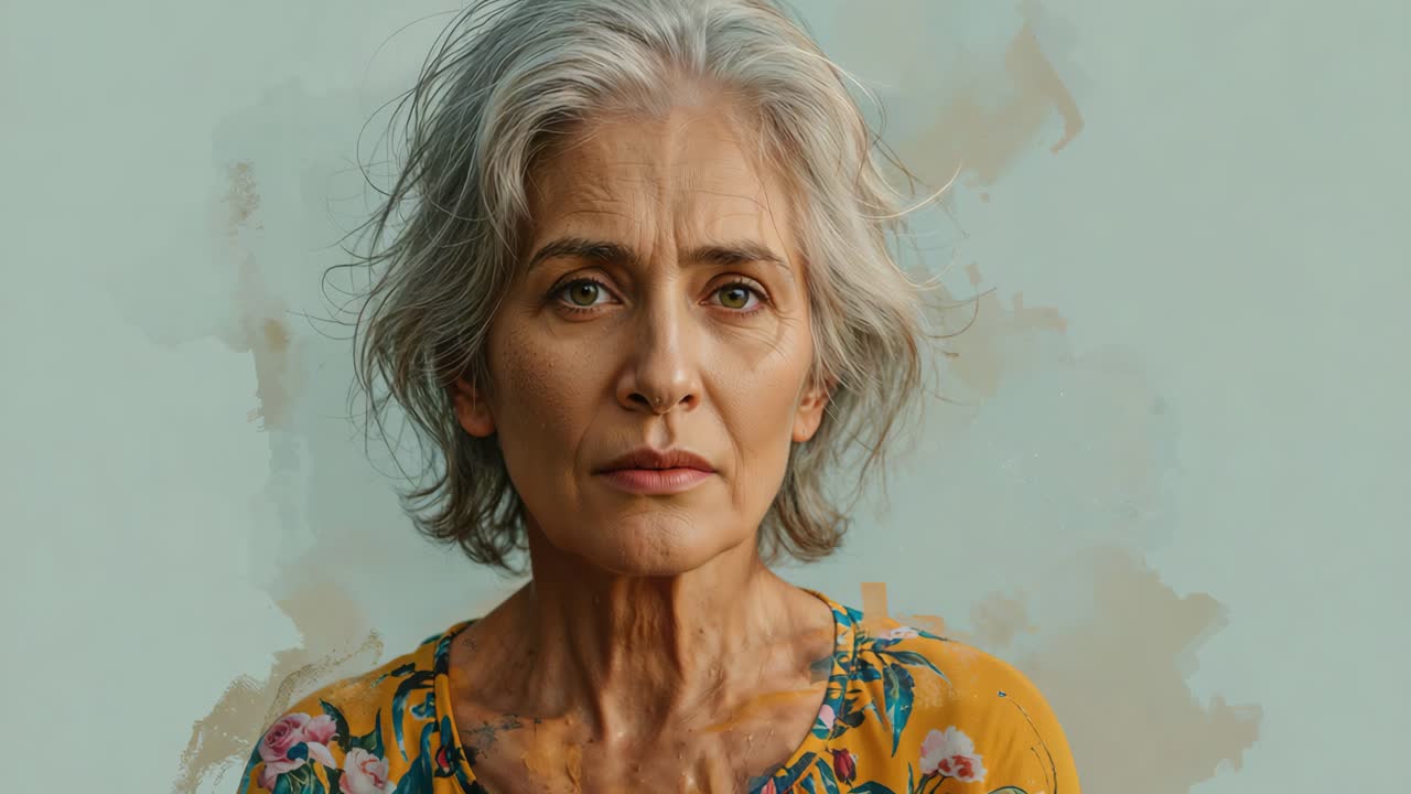 Portrait of a Mature Woman with Gray Hair